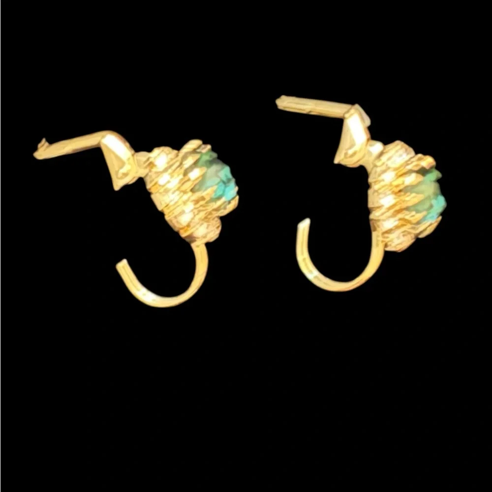 18K Gold Filled Green and Gold Crystal‎ Earrings